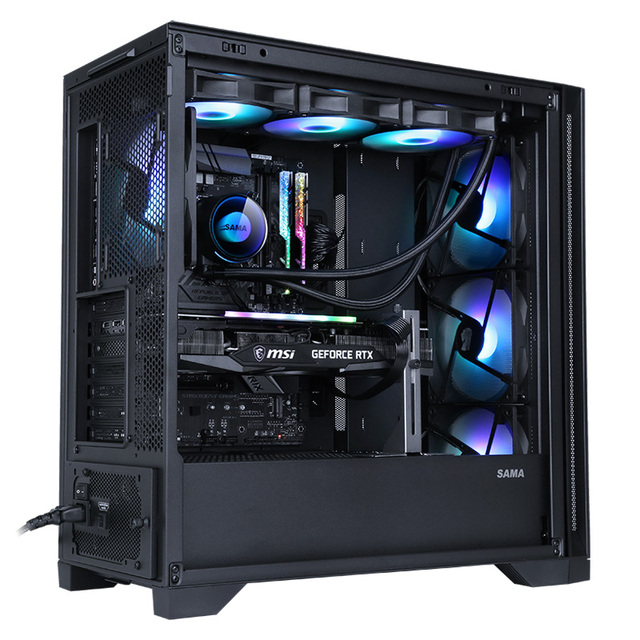 SAMA OEM Metal Mesh Design Case Gaming PC Tempered Glass Computer Cabinet Case Magnetic Dust Filter ATX PC Case
