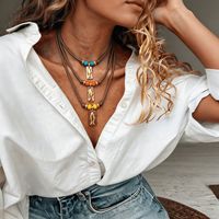 Collier Pendentif Turquoise Tarot Gardien Religieux Romantique avec Chaîne en Acier Inoxydable Plaqué Or 18K