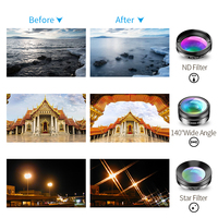 Objectifs interchangeables pour appareil photo de téléphone universel, objectif fisheye, grand angle, macro, filtre CPL/étoile ND32, kit 6 en 1 pour 98% des smartphones