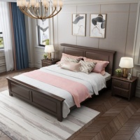 Cadre de lit en bois blanc minimaliste moderne, lit de chambre à coucher de luxe léger avec pied de lit pour la maison