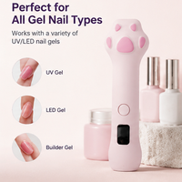 Lampe UV LED rechargeable 3W pour séchage de gel à ongles, motif patte de chat mignonne, lumière rouge, en plastique, pour usage domestique