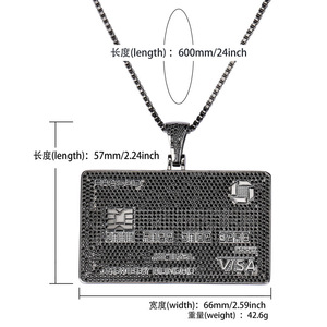 Hiphop haut de gamme or VISA carte de crédit pendentif collier Zircon embelli en laiton avec placage de chaîne de corde - Product Image 5