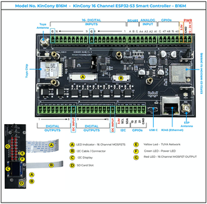 KinCony <span class=keywords><strong>ESP32</strong></span> SMART CONTROLLER/<span class=keywords><strong>esp32</strong></span> Relay Board B16M 16CH MOSFET - Product Image 2