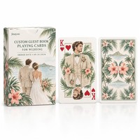 Cartes de jeu personnalisées écologiques pour livre d'or de mariage, motif fleur de palmier de Floride, portrait de couple aquarelle, signature personnalisée