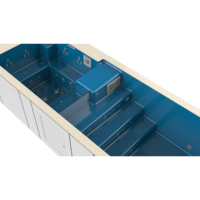 Piscine de luxe en conteneur maritime, grande piscine rectangulaire hors sol en acrylique, spa préfabriqué pour projet de transport maritime mondial