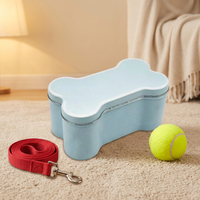 Boîte en métal de luxe bleu clair en forme d'os pour friandises pour animaux de compagnie, biscuits pour chiens, emballage cadeau personnalisé de forme originale