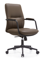 Chaise de bureau pivotante en cuir haut de gamme avec dossier haut, hauteur réglable et base chromée pour bureau à domicile