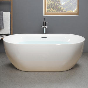 Hiện đại sang trọng 1.5m trắng freestanding hình bầu dục Acrylic ngâm bồn nhựa bề mặt rắn drainer Hot Bán - Product Image 1