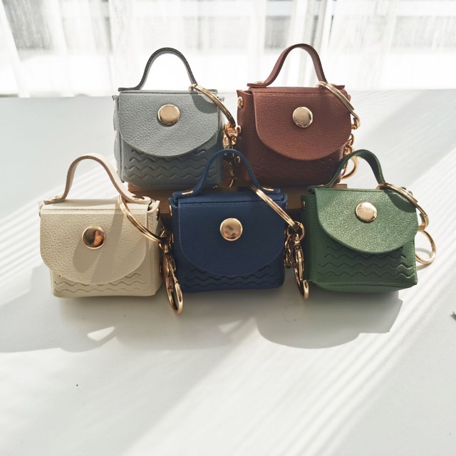 Leather Earphone Bag Mini Tote Bag Keychain Purse Pendant Key Holder Luxury Design Leather Bag Charm Coin Purse Keychain Wallet
