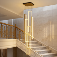 Lustre Carré Ultra-Long Minimaliste Moderne pour Escalier, Plafonnier Rotatif pour Loft, Villa, Duplex – Lampes Métalliques Simples et Élégantes