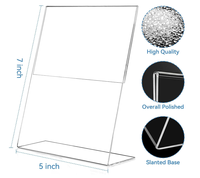 Lot de 6 supports de signalisation en acrylique 5 x 7, présentoirs de panneaux en plastique transparent, supports de papier à dos incliné vertical pour entreprises et magasins