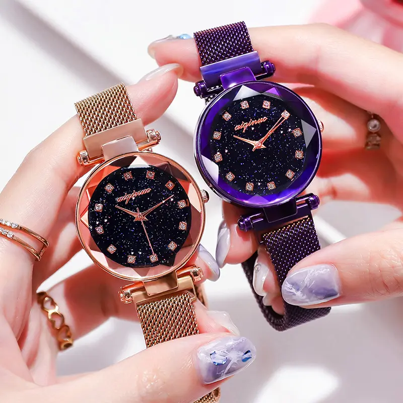 Dropshipping Fashion Young Girl Women Watches Ladies Starry Sky Clock Waterproof Diamond Female Quartz Wristwatches