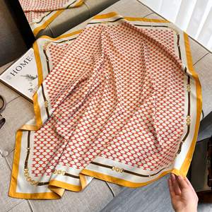 Nouveaux Grands Foulards en Soie de Marque de Créateur pour Dames, Écharpes Carrées de Luxe Imprimées 90*90cm, Châles en Soie Musulmans - Product Image 4