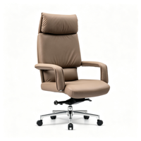 Fauteuil de Direction de Luxe en Gros, Dossier Haut, Revêtement Cuir, Accoudoirs Fixes, Base en Acier, Pivotant, Ergonomique, pour Hôtel