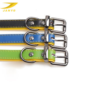 <span class=keywords><strong>Collar</strong></span> de perro grande de dos colores respetuoso con el medio ambiente de los fabricantes, collares para mascotas de cuero genuino de moda fuerte - Product Image 5