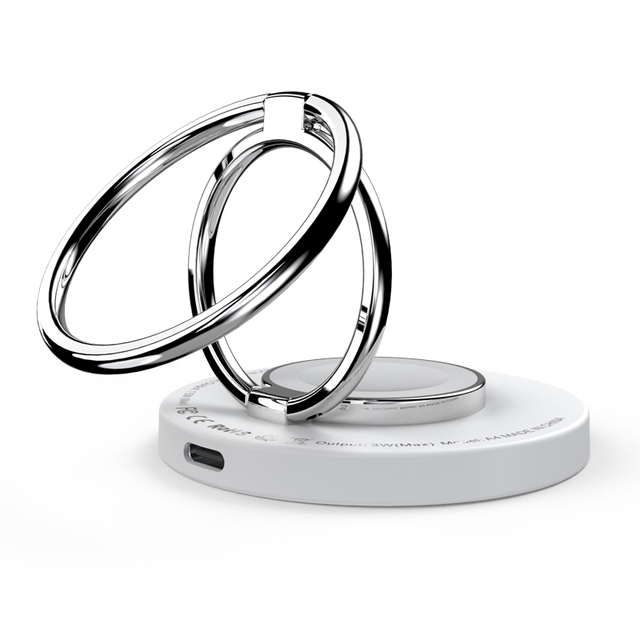 3 in 1 Foldable Portable Wireless Charger with Metal Double Ring Bracket New Product-Magnetic Earphone Charging Accessory