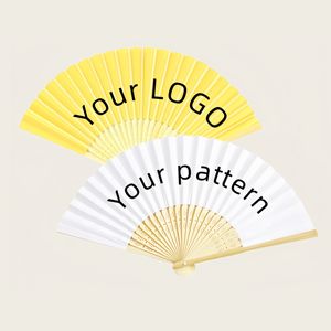 Abanico de Mano Plegable Personalizado con Logotipo Impreso, Abanico de Bambú de Color para Bodas, Venta al por Mayor - Product Image 2