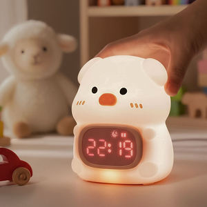 Cute Pig Soft Silicone <b>LED</b> Night Light With Alarm <b>Clock</b> USB Rechargeable Dimmable Colorful Sleep Lamp For kids Bedroom - Product Image 5