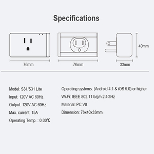 <span class=keywords><strong>SONOFF</strong></span>-minienchufe inteligente S31 US, <span class=keywords><strong>enchufe</strong></span> de 15A con Wifi, Control remoto, función de sincronización, uso de energía, Monitor, funciona con Alexa - Product Image 5