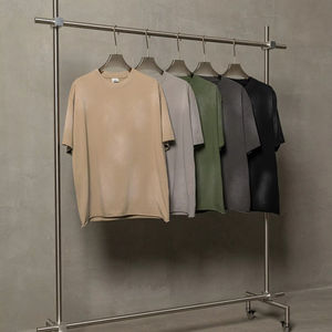 Camiseta de punto de manga corta de color sólido con LOGO personalizado, estilo hip hop, para hombre, 100% algodón, suave, transpirable, estilo urbano. - Product Image 1