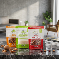 Sachet souple personnalisé en plastique imprimé en gravure, avec fenêtre transparente, refermable, pour snacks, viande séchée, qualité alimentaire PET/PE
