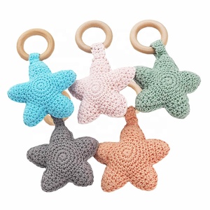 Nuevo accesorio DIY para cadena de chupete: mordedores de silicona de grado alimenticio y madera con estrellas de ganchillo para bebés y juguetes de dentición para niños - Product Image 2