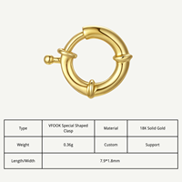 VFOOK Findings – Fermoir rond en or véritable 18 carats pour pendentifs, vente en gros, pour colliers et bracelets DIY