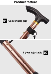 Bastones retráctiles automáticos de aleación de Duraluminio para exteriores, bastones para ancianos, bastones para senderismo y trekking - Product Image 3