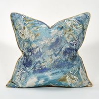 45*45cm bleu or tache Jacquard Polyester taie d'oreiller luxe confort décoratif housse de coussin avec passepoil