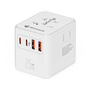 Adaptador de Viaje Wontravel con 3 Tomas de Corriente Alterna de 25w y Carga Súper Rápida para Viajes al Extranjero - Product Image 1