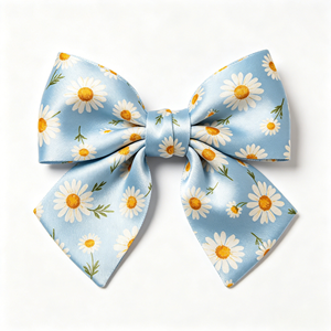 Nœud en ruban de satin floral marguerite doux et brillant, fait main, pré-noué, pour emballage cadeau haut de gamme, ornement de pince à cheveux pour anniversaire - Product Image 5