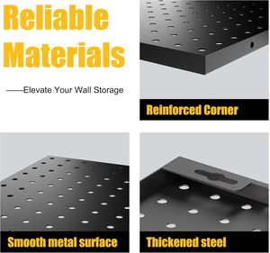 Panneaux perforés métalliques noirs pour organisateur <span class=keywords><strong>mural</strong></span>, système de <span class=keywords><strong>rangement</strong></span> pour outils de garage et établi - Product Image 3