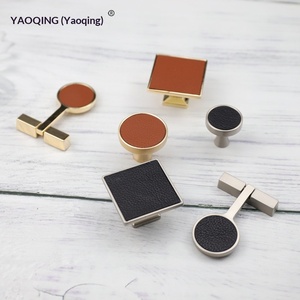 가죽+황동 호텔 가구 손잡이 모던 심플 북유럽 스타일 옷장 서랍장 손잡이 핑크색 - Product Image 3