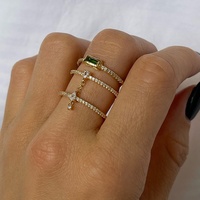 Bague double couche Milskye tendance mode pour femme en argent 925 plaqué or 18 carats avec zircone en forme de poire