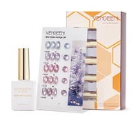 Lot de 5 couleurs de gel à ongles fin, ultra-brillant, effet œil de chat, imperméable, avec poudre lumineuse violet-noir et bleu satiné, en boîte cadeau