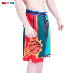 Buker高品质批发散装空白复古复古升华街装男士篮球短裤带拉链口袋