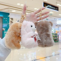 Porte-clés mini ours en peluche 3D doux de 8 cm, mignon, breloque de sac, pendentif pour clés de voiture, jouet pour enfant, animal en peluche, cadeau ours moelleux