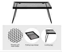 Brasero de camping extérieur autoportant en acier robuste noir, portable, pour cuisson au feu de bois, avec anneau de foyer