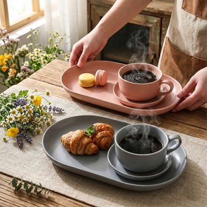 Tasse à café expresso/cappuccino en porcelaine de style nordique moderne, couleur macaron, économique, écologique, 400 ml, avec support pour biscuits et desserts - Product Image 2