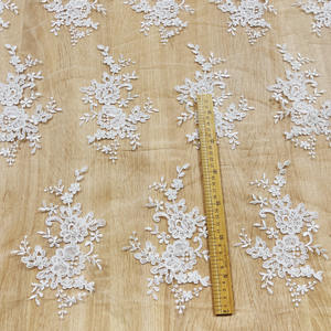 수제 DIY 액세서리 패치 천연 흰색 섬세한 구름 베일 수 놓은 꽃 레이스 메쉬 웨딩 원피스 의류 조립 - Product Image 4