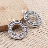 Pendentif Cercle Ouvert Perlé 29x24mm en Alliage Argent Vieilli pour Tissage de Napperons Bohèmes