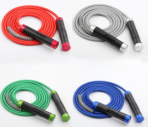 เชือกกระโดดทำจากพีวีซีด้ามจับยาวอุปกรณ์ฝึกออกกำลังกายสีเทาสำหรับกีฬาและมวย - Product Image 1