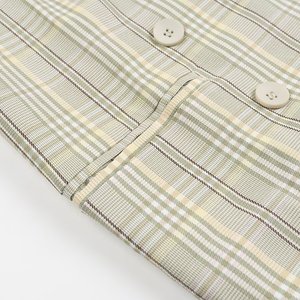 Camicia a Quadri con Colletto Dentellato, Doppiopetto, Maniche Lunghe, Casual e alla Moda per Donne - Product Image 3