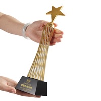 Trophée personnalisé en métal pour entreprise, réunion annuelle, souvenir, récompense avec base en cristal