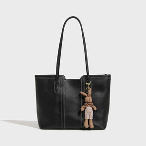 Bolso Tote Grande de PU para Mujer, Nuevo Estilo, Textura Suave, Patrón de Hilo, Forro de Poliéster, Cierre de Cremallera, Lujoso y Versátil para el Trabajo - Product Image 1