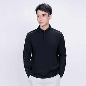 Camiseta Polo de Manga Larga con Media Cremallera de Secado Rápido y Corte Ajustado para Hombre, Talla Grande, Informal, Deportiva, para Gimnasio, con Logotipo Personalizado, Lisa - Product Image 3