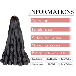 Extensiones de Cabello Sintético de Alta Calidad, 75g, 22 Pulgadas, Ondulado en Espiral, Rizado Francés, Suave, Ondulado, para Trenzas, Cola de Caballo Individual, Crochet - Product Image 2