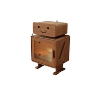 Armoire latérale créative en bois massif pour chambre et salon Table de rangement de chevet avec lumière robot pour enfants