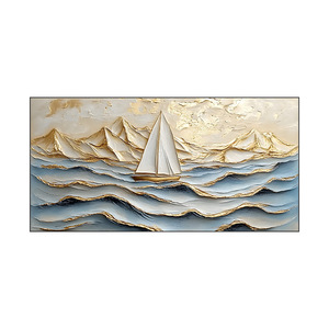Quadri Moderni con Cornice, Arte Murale Paesaggio Marino con <span class=keywords><strong>Barche</strong></span>, Dipinto in Cristallo e Porcellana per Soggiorno e Arredamento Casa - Product Image 5