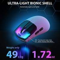 Souris de jeu sans fil ATTACK SHARK X5, légère (49g), capteur optique, batterie rechargeable, LED RGB, souris nid d'abeille pour jeux